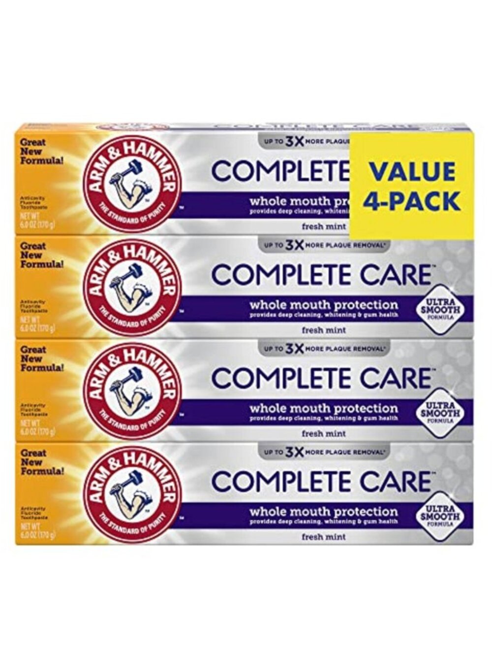 Arm & Hammer Complete Care Toothpaste 4-Pack Fresh Mint EXP 2027 NEW